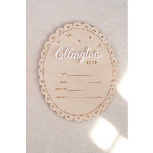 Baby Girl Hospital Birth Stat Sign: Wooden Floral Newborn Hospital Photo Prop