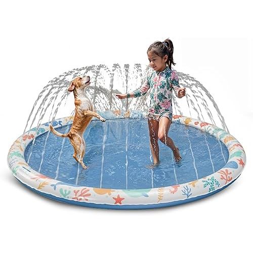 Splash Pad Sprinkler for Kids – Large 66" Non-Slip Pad, Fun Outdoor Water Toy, Toddlers and Children Ages 1-8, Durable Splash Pads for Backyard, Summer Activities, and Playtime, Best Way to Cool Off