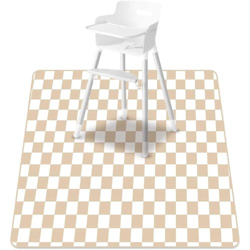 Baby Splat Mat for Under High Chair, 51 x 51 Inch Wipeable Splash Mat，Floor Protector，Wipe-Clean Tablecloth and Playing Mat (Square)