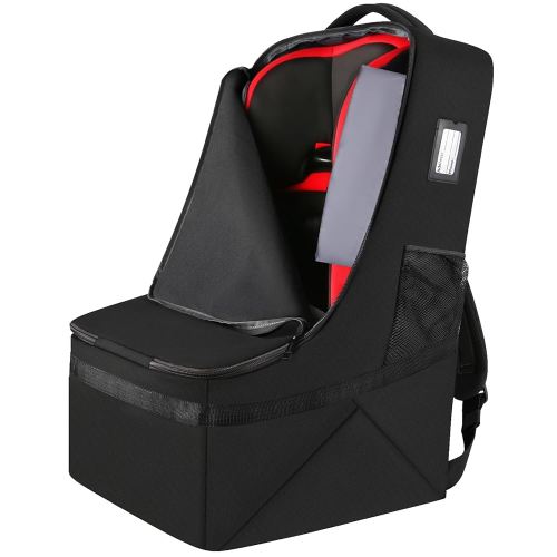 YOREPEK Padded Car Seat Backpack for Air Travel, Baby Travel Essentials for Flying, Car Seat Protector Bag for Baby Travel, Car Seat Bag for Airplane Travel (All Black)