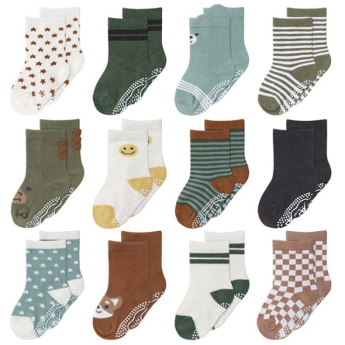 Neutral Organic Baby Boy or Girl Baby Socks, 12-Pack