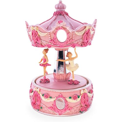 BestPysanky Pink Ballerina Carousel Rotating Musical Figurine