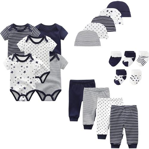 JELYLOVE Unisex Baby Boy Girl Layette Sets Bodysuits Pants And Accessories 19 Packs Comfort Infant Outfit New Born Essentials