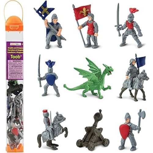 Safari Ltd. Knights and Dragons Toob - 9 Medieval Knight & Dragon Toy Set