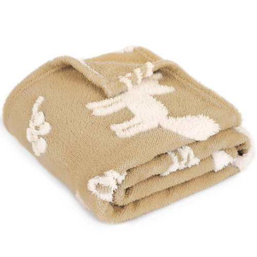 BORITAR Soft Warm Lightweight Cozy Fuzzy Baby Blanket, 3D Fleece, 30 x 40 Inch, Khaki