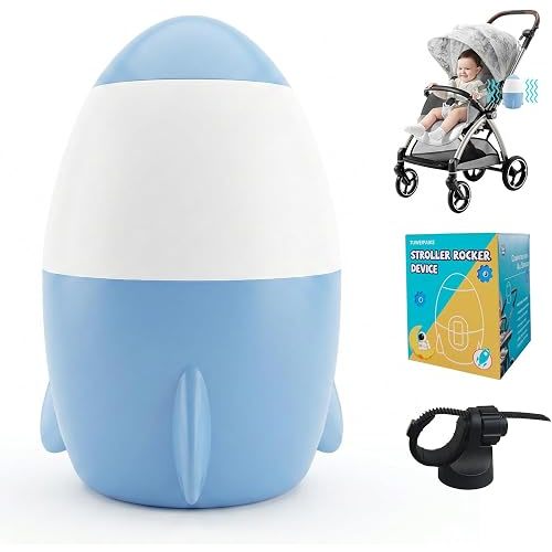Portable Stroller Rocker Device with 5 Vibration Levels, Rechargeable Bouncer for Cribs, Strollers, Water-Resistant Baby Snoother, Fits All Strollers and Prams, Blue (Blue)