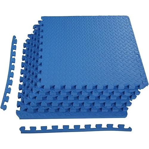 BalanceFrom Interlocking Foam Exercise Mat Equipment, Multiple Sizes & Colors Available - Non-Slip EVA Puzzle Floor Tiles with End Borders for Home Gym, Workout Room, Playroom or Daycare Flooring