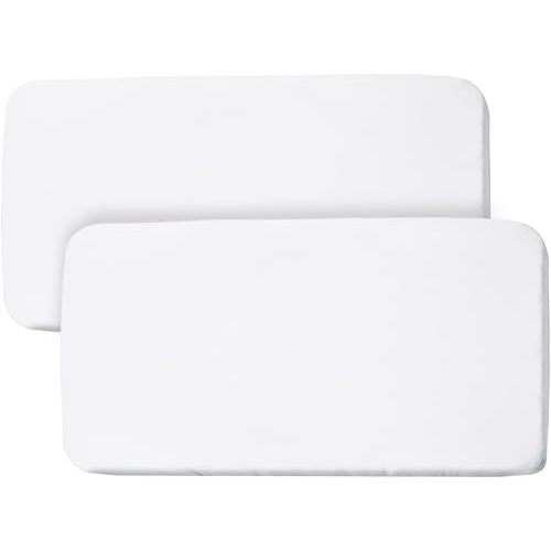 BreathableBaby All-in-One Fitted Sheet & Waterproof Cover, for 33" x 15"/84 x 38 cm Bassinet Mattress, White (2-Pack)