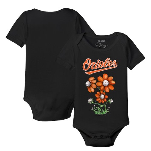 Baltimore Orioles Tiny Turnip Infant Blooming Baseballs Bodysuit - Black