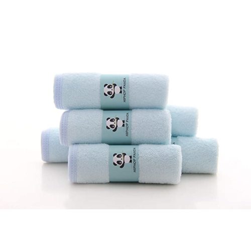 HIPHOP PANDA Baby Washcloths, Rayon Made from Bamboo - 2 Layer Ultra Soft Absorbent Newborn Bath Face Towel - Reusable Baby Wipes for Delicate Skin - Baby Registry as Shower (Blue, 6 Pack) - 10x10 Inch (Pack of 6)