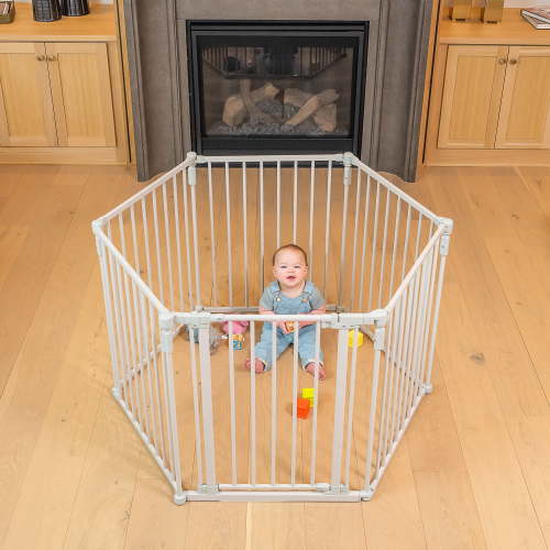 Toddleroo by North States 3-in-1 Superyard Baby Extra Wide Gate & Play Yard, Taupe Metal