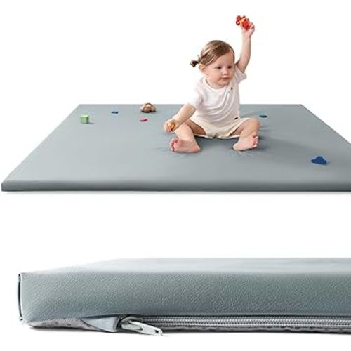 Baby Play Mat for Floor,50"x50" Vegan Leather Playpen Mat,1.3'' Thick Memory Foam Padded Play Mat,Cushioned & Waterproof Play Mats,Non Slip Crawling Playmat for Toddlers,Infants,Kids