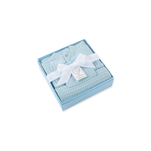 Blue Cable Sweater & Blanket Gift Box