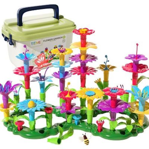 TEMI Toddler Toys Birthday Gifts for Girls Boys, 91 PCS Flower Garden Building Toy STEM Educational Activity Preschool Toys for Kids Age 3-6