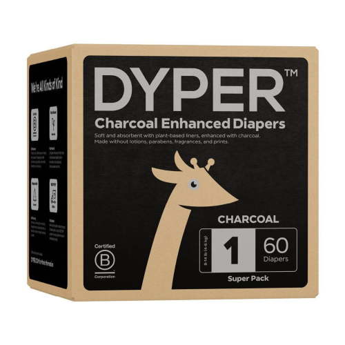 Disposable Charcoal Enhanced Diapers - Size 1- 60ct