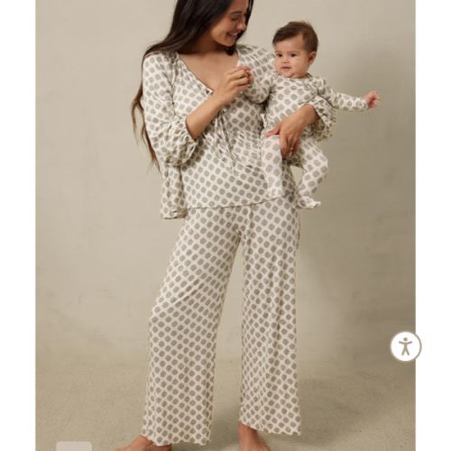 Thistle Block Tie-Top Long-Sleeve Women’s Sleep Sets