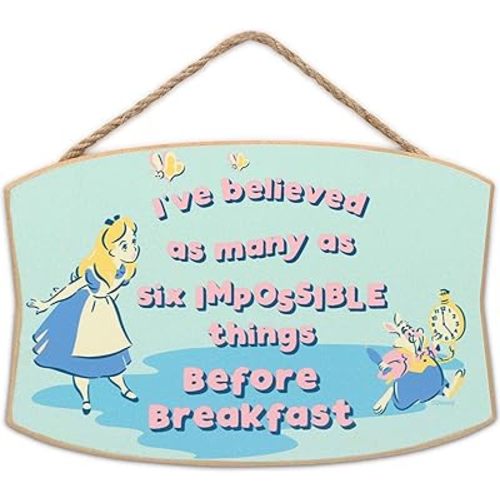 Disney Alice In Wonderland Six Impossible Things Hanging Wood Wall Decor