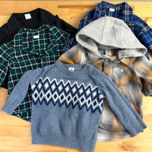 Baby GAP Flannel Shirts & Sweater Bundle Baby Size 6-12 Months Multicolor Plaid