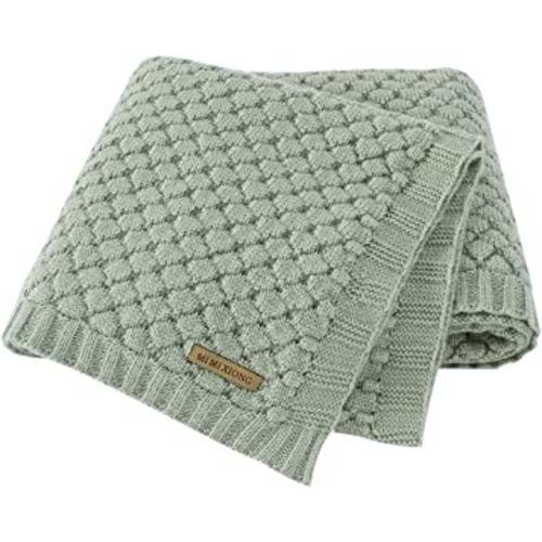 mimixiong Baby Blanket Knitted Soft Swaddling Receiving Baby Blankets for Crib Stroller Sage Green 40x30 Inch