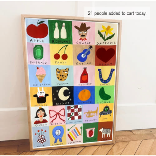 'Alphabet' Hand Painted Art Print, A2 framed