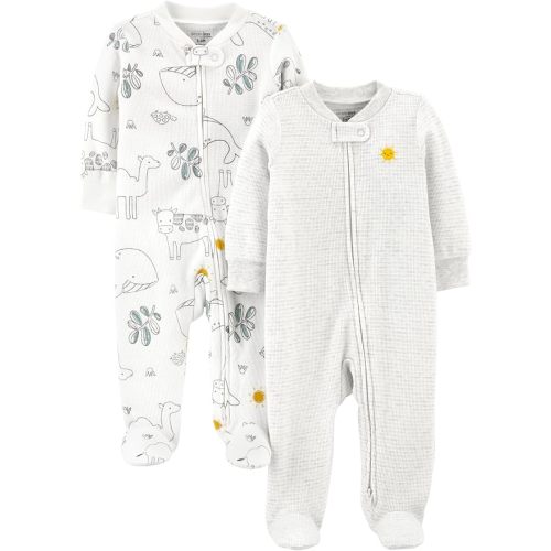 Simple Joys by Carter's Baby Boys' 2-way Zip Thermal Footed Sleep and Play, Pack of 2