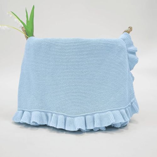Ruffle Knit Blanket for Baby - 100% Luxury Soft Cotton Knit Warm Cozy Cuddle Stroller Crib Blanket for Newborns, Infants, & Toddlers (Red X-mas)