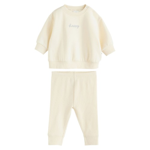Happy Sweatshirt & Rib Leggings Set, 9-12M