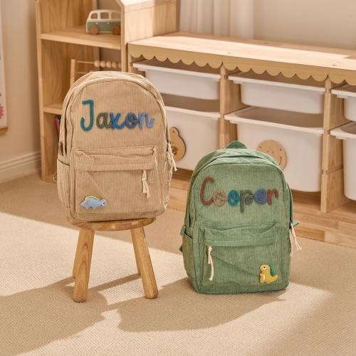 Personalized Corduroy Toddler Backpack: Custom Name School Bag