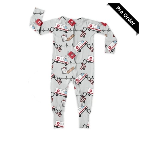 Bamboo Zipper Footie, EMS Hero