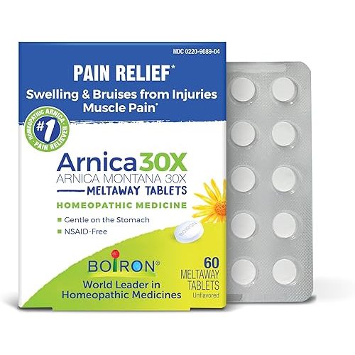 Boiron Arnica 30X Tablets for Pain Relief from Muscle Pain, Joint Soreness, Swelling from Injury or Bruises - 60 Count