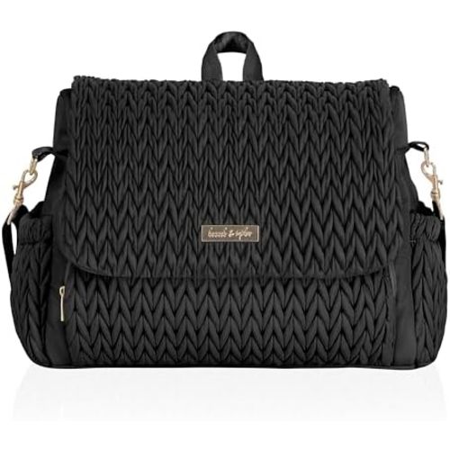 Hannah & Sophia Belle Convertible Baby Diaper Backpack & Bag in Black, Large Size, Dual Sided Water Resistant Changing Mat Included, Detachable Shoulder Straps, Easy To Use