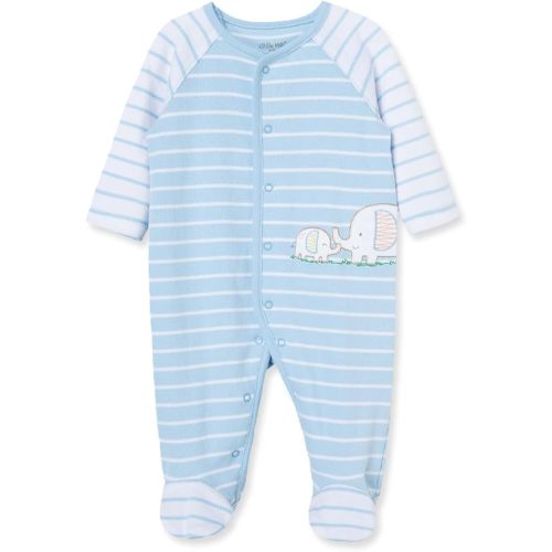 Little Me Clothes for Baby Boys' 100% Cotton Scratch-Free Tag Footie Sleeper, Preemie to 9 Months