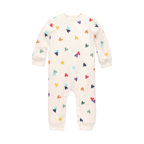 Baby Cozy Fleece Sweatshirt Romper In Rainbow Confetti Hearts, 18-24M