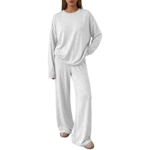 Trendy Queen Womens 2 Piece Fall Lounge Sets Oversized Tops Wide Leg Pants
