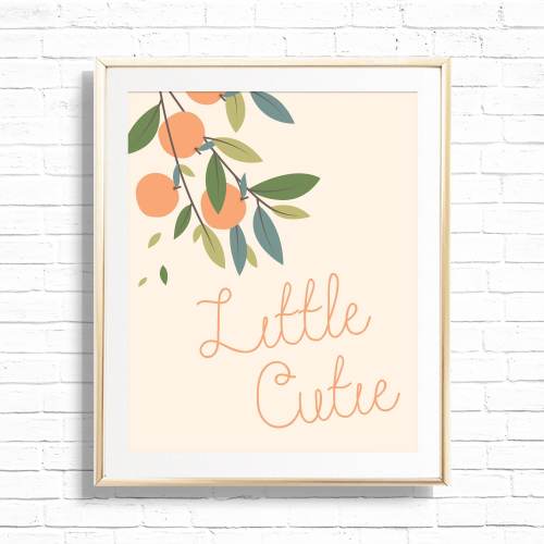Little Cutie Orange Clementine Nursery Art Print - Printable Citrus Playroom Poster - Little Cutie Party Wall Sign - Orange Home Decor- 0001