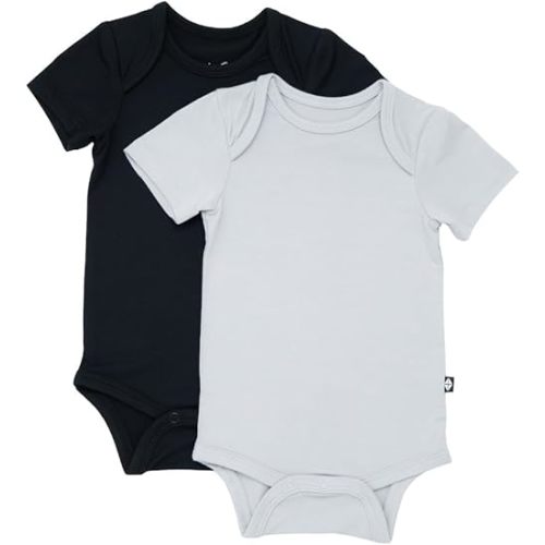 KYTE BABY Unisex Bodysuits, 2-Pack Short Sleeve Baby Bodysuits, 97% Rayon made from Bamboo, 3% Spandex
