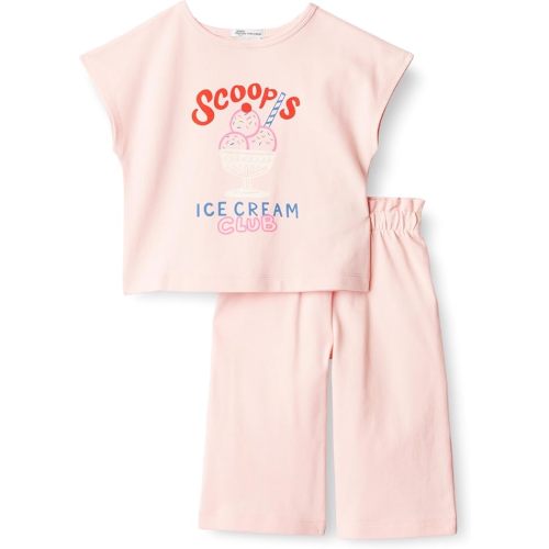Amazon Essentials x Sofia Grainge Toddlers and Baby Girls' Cotton Pique Short Sleeve T-Shirt & Pants Play Set
