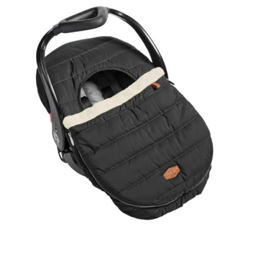 JJ Cole Winter Baby Car Seat Cover - Winter Car Seat Cover for Baby Seat or Stroller - Infant Car Seat Covers with Warm Sherpa Lining - Black