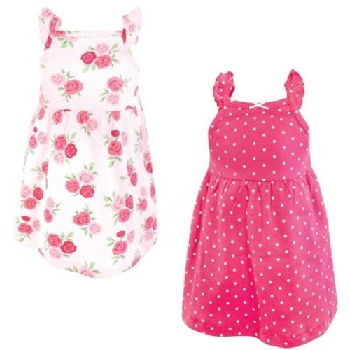 Luvable Friends Hudson Baby Sleeveless Dresses 2pk, Coral Garden Bloom, 0-3M