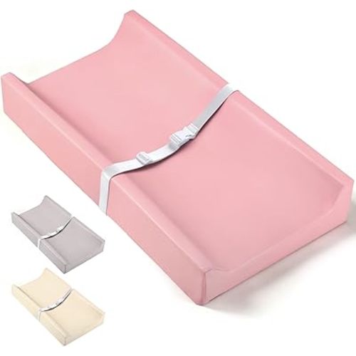 Mallify Baby Changing Pad, Waterproof & Wipeable Vegan Leather Diaper Changing Mat, Thick Soft & Non-Slip Changing Pad for Dresser, Changing Table (Pink)