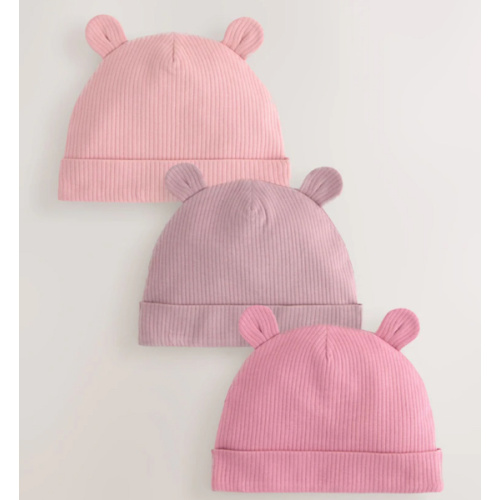 Buy Pink 3 Pack Baby Beanies (0-18mths) from Next USA