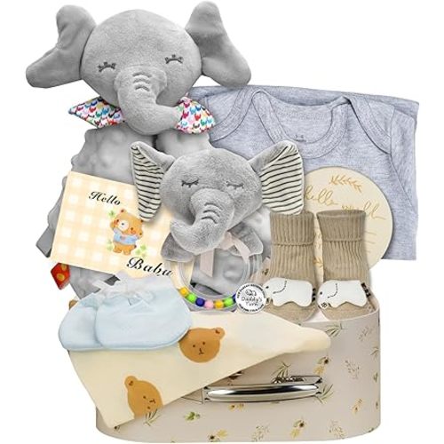 Baby Boy Gifts for Baby Shower, 10Pcs Newborn Baby Shower Boy Gift, Premium & Exquisite Welcome Baby Gift Basket Set Baby Boy Shower Gifts, Baby Boy Gift Basket Set & Baby Boy Gifts Set