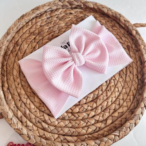 Light Pink Baby Bow Headband: Stretchy Oversized Hair Bow