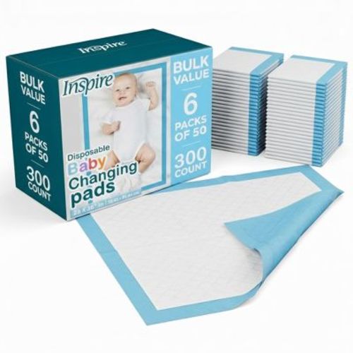 Inspire Baby Diaper Changing Pads | Disposable Chux Underpads, 23 x 36 Inches, Bulk Savings Pack 150 - 300