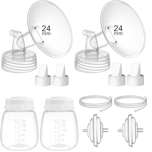 TOVVILD Breast Pump Accessories 6oz Milk Collection Bottles, Compatible with Spectra S1/S2/S9, Not Original Spectra Part, Replacement 24mm Flange Pumping Botte Tubing Parts, 2 Pack