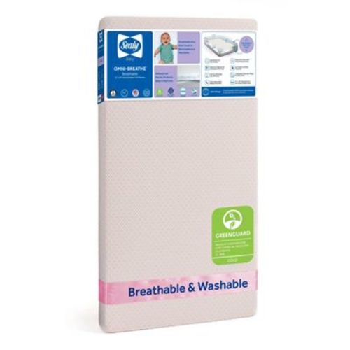 Sealy OmniBreathe Breathable Standard Crib 4.5" Foam Mattresses - Pink