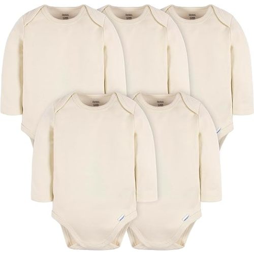 Gerber Baby Long Sleeve Solid Onesies Multi-pack Interlock 180 Gsm