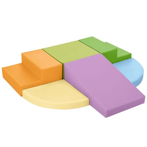 TODIBY 6-Piece Foam Climbing Blocks for Toddlers: Baby Foam Climbing Gym PU Leather Colorful Indoor Toy Building Blocks
