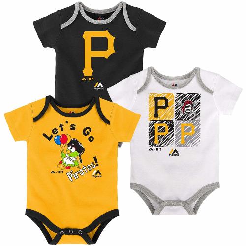 Outerstuff MLB Infant Pittsburgh Pirates Go Team! Three Pack Creeper S – Fanletic