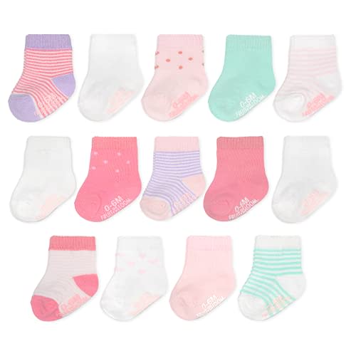 Fruit of the Loom Baby 14-Pack Grow & Fit Flex Zones Cotton Stretch Socks - Unisex, Girls, Boys